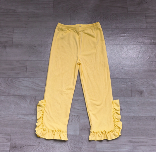 No moq Preorder Baby Girls Kids Yellow Ruffle Pants Bottoms Cotton Clothes