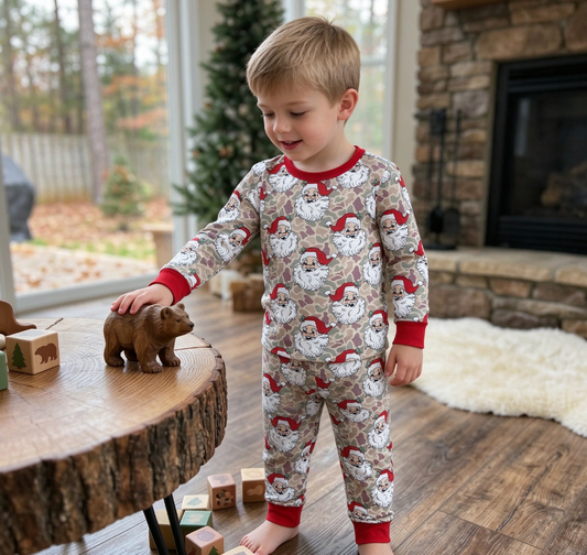 Baby Boys Kids Santa Camo Print Shirt Pants Christmas Set Pajamas Clothes