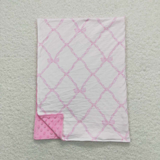 BL0132 Baby Girls Kids Bows Pink Blanket