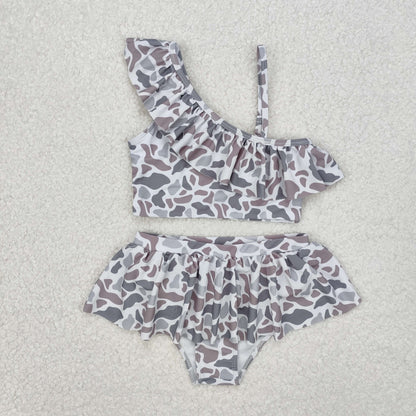 USA Shop Baby Girls Kids Light Grey Tops Bummie Shorts Swimsuit Clothes