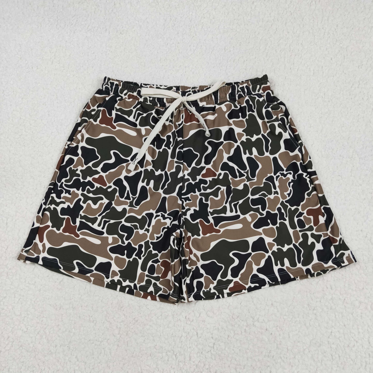 USA Shop Adult Men Brown Green Camo Pockets Shorts Trunks Swimwear Bottoms