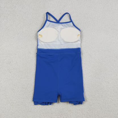 USA Shop Baby Girls Kids Straps Yoga Active Shorts Blue Ruffle Knee Length Dress