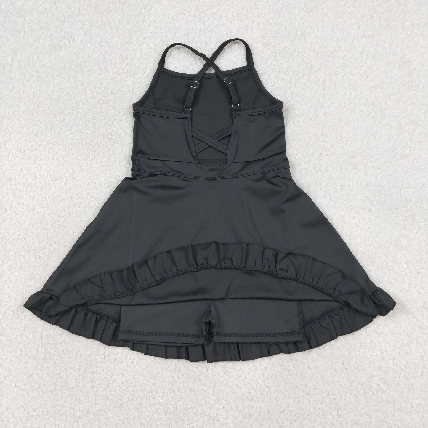 USA Shop Baby Girls Kids Straps Shorts Ruffle Knee Length Yoga Active Black Dress