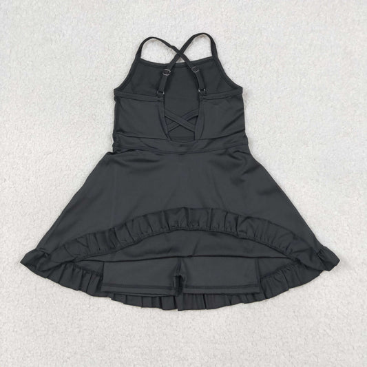 USA Shop Baby Girls Kids Straps Shorts Ruffle Knee Length Yoga Active Black Dress