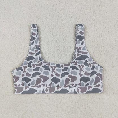 USA Shop Adult Women Grey Camo Tops Swimsuit Clothes