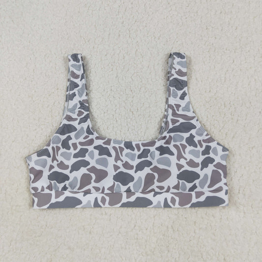 USA Shop Adult Women Grey Camo Tops Swimsuit Clothes