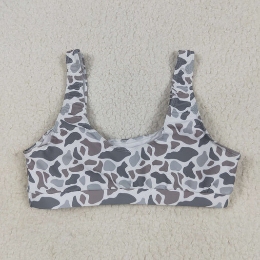 USA Shop Adult Women Grey Camo Tops Swimsuit Clothes