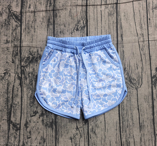 Preorder Boys Kids Blue Camo Swimming Trunks Shorts Buttons