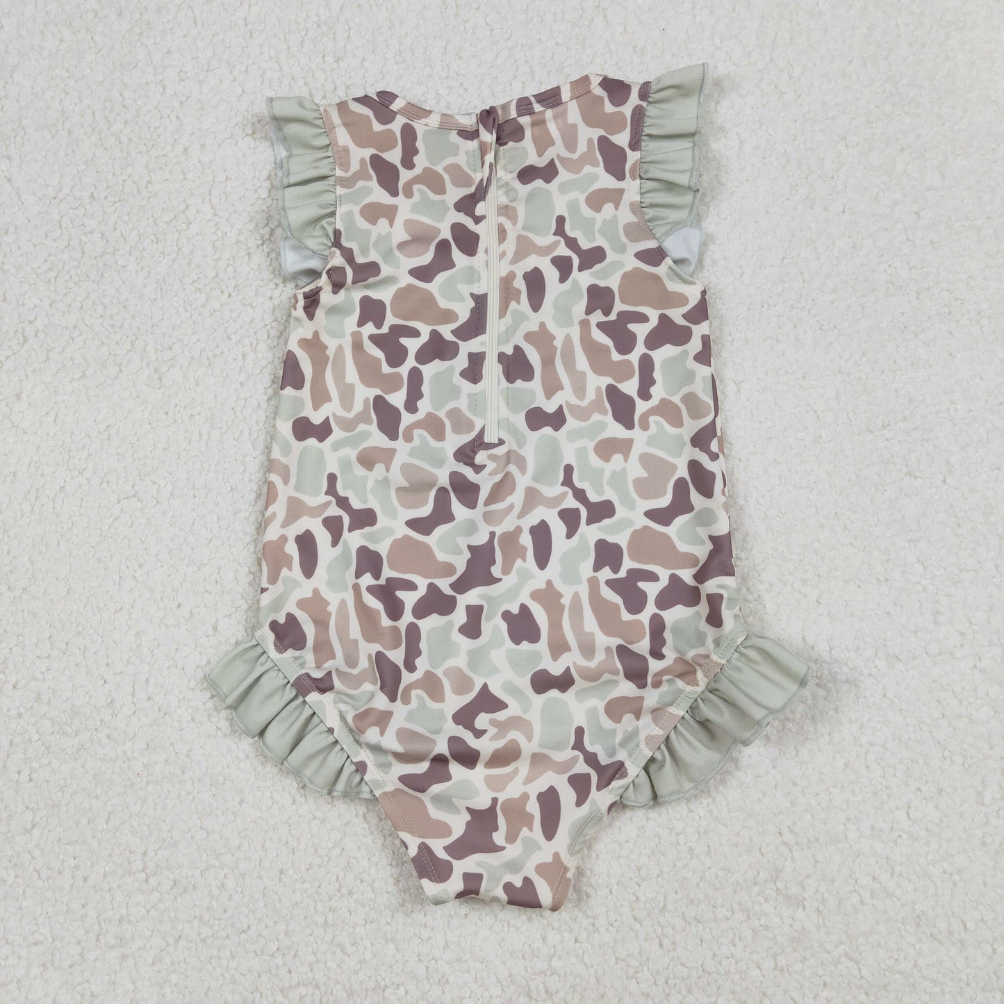 RTS Sibling Baby Girls Kids Short Sleeves Ducks Camo Ruffle One-piece Swimsuits