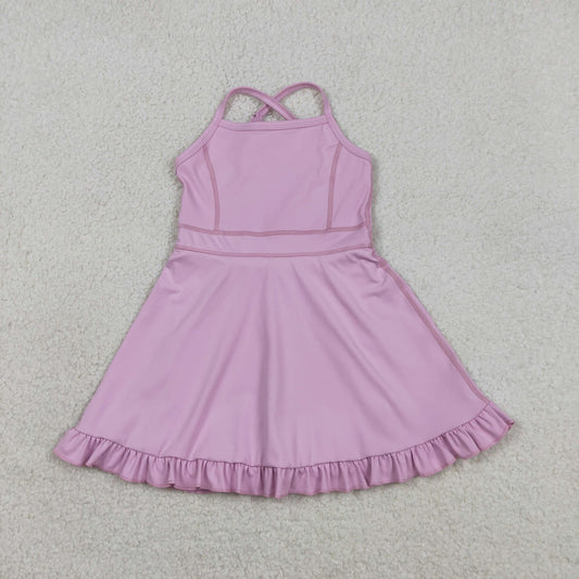 USA Shop Baby Girls Kids Sleeveless Yoga Active Short Ruffle Knee Length Dress