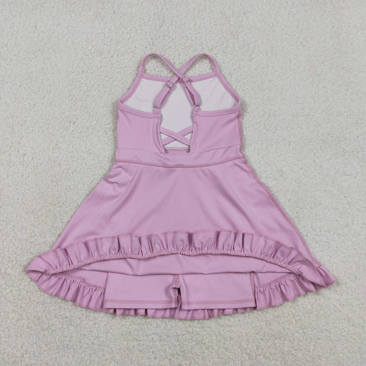 USA Shop Baby Girls Kids Sleeveless Yoga Active Short Ruffle Knee Length Dress
