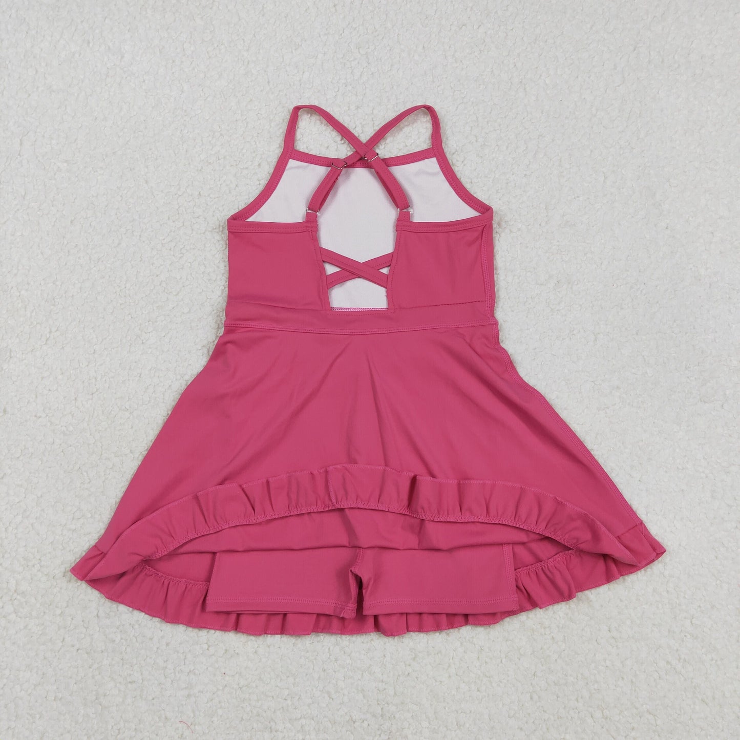 USA Shop Baby Girls Strap Yoga Active Shorts Hot Pink Ruffle Knee Length Dress