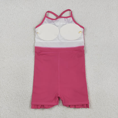 USA Shop Baby Girls Strap Yoga Active Shorts Hot Pink Ruffle Knee Length Dress