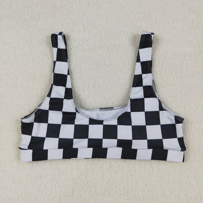 USA Shop Adult Women Black Checked Tops Swimsuit
