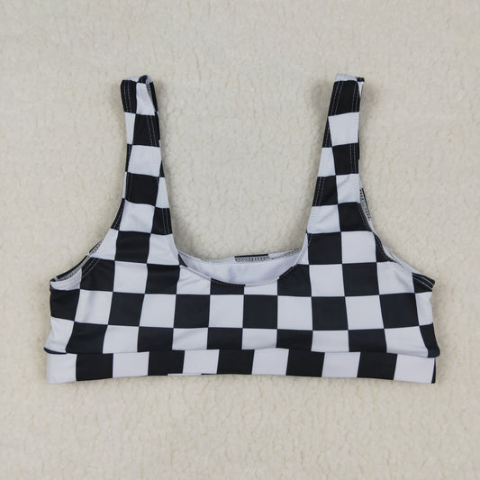 USA Shop Adult Women Black Checked Tops Swimsuit