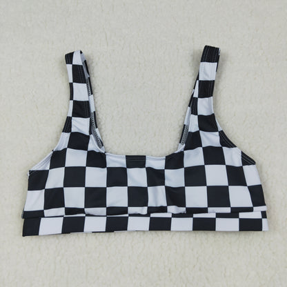 USA Shop Adult Women Black Checked Tops Swimsuit