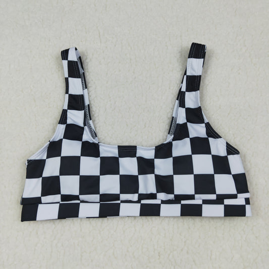 USA Shop Adult Women Black Checked Tops Swimsuit