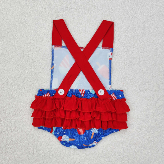 USA Shop Baby Girls 4th of July Popsicle Ruffle Bubble Romper