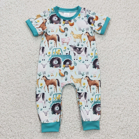 USA Shop Baby Boys Infant Short Sleeves Farm Animals Romper