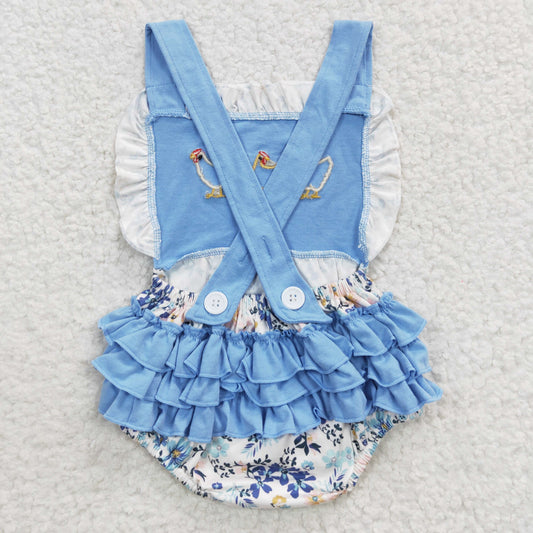 USA Shop Baby Girls Embroidery Chicken Flower Ruffle Bubble Romper
