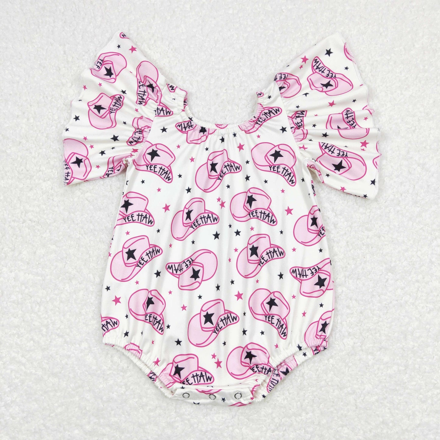 USA Shop Baby Girls Short Sleeves Hats Stars Western Bubble Romper