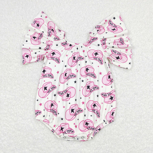USA Shop Baby Girls Short Sleeves Hats Stars Western Bubble Romper