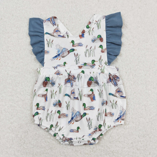 USA Shop Baby Girls Kids Short Sleeves Duck Ruffle Bubble Romper Summer Clothes