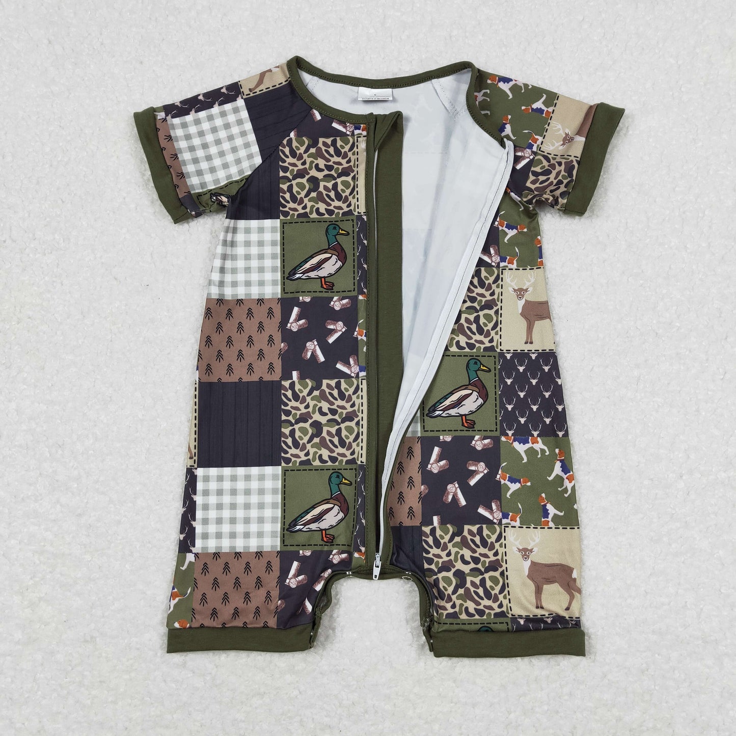 USA Shop Baby Boys Infant Short Sleeves Ducks Plaid Camo Zipper Hunting Rompers
