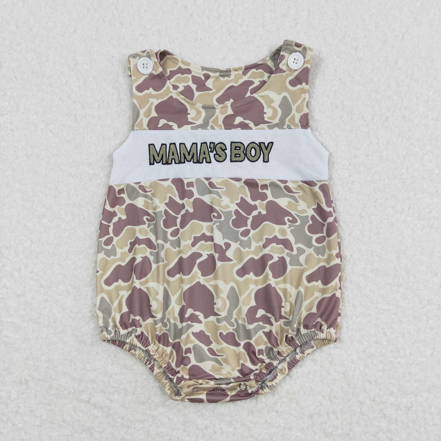 USA Shop Baby Boys Infant Embroidery Mama's Boy Camo Bubble Romper