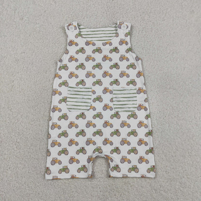 Sibling Baby Boys Kids Dogs Tractors Pockets Romper Set Summer Clothes