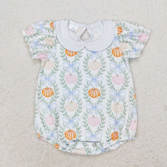 USA Shop Baby Girls Infant Short Sleeves Pumpkins Bows Ball Romper Thanksgiving Clothes