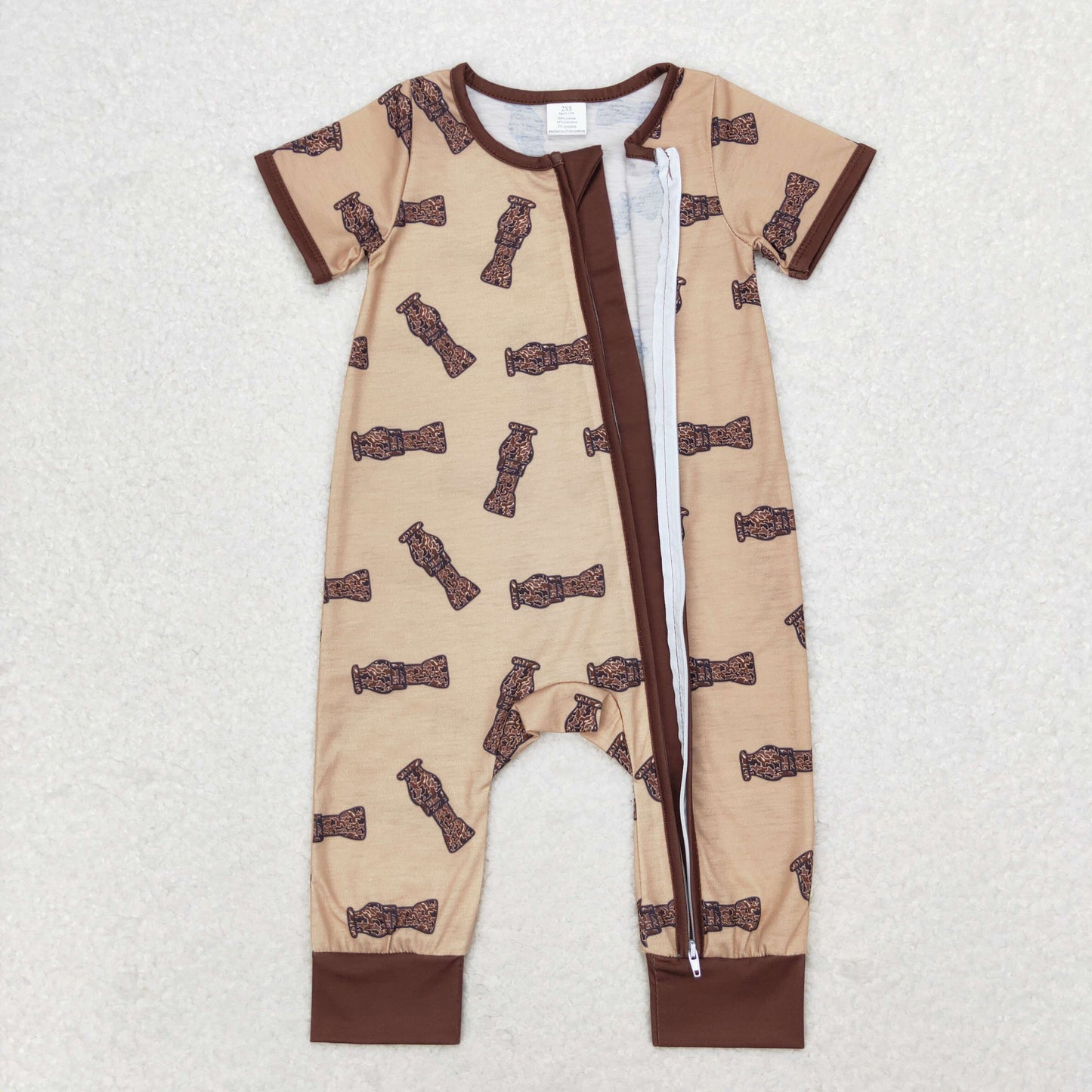 USA Shop Baby Boys Infant Short Sleeves Ducks Camo Bamboo Zipper Romper