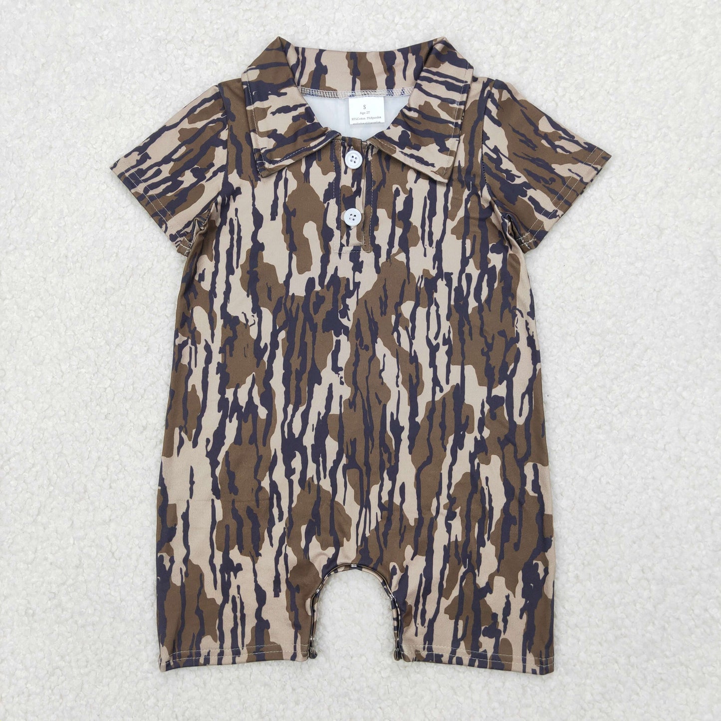 USA Shop Baby Boys Infant Short Sleeves Olive Camo Buttons Romper