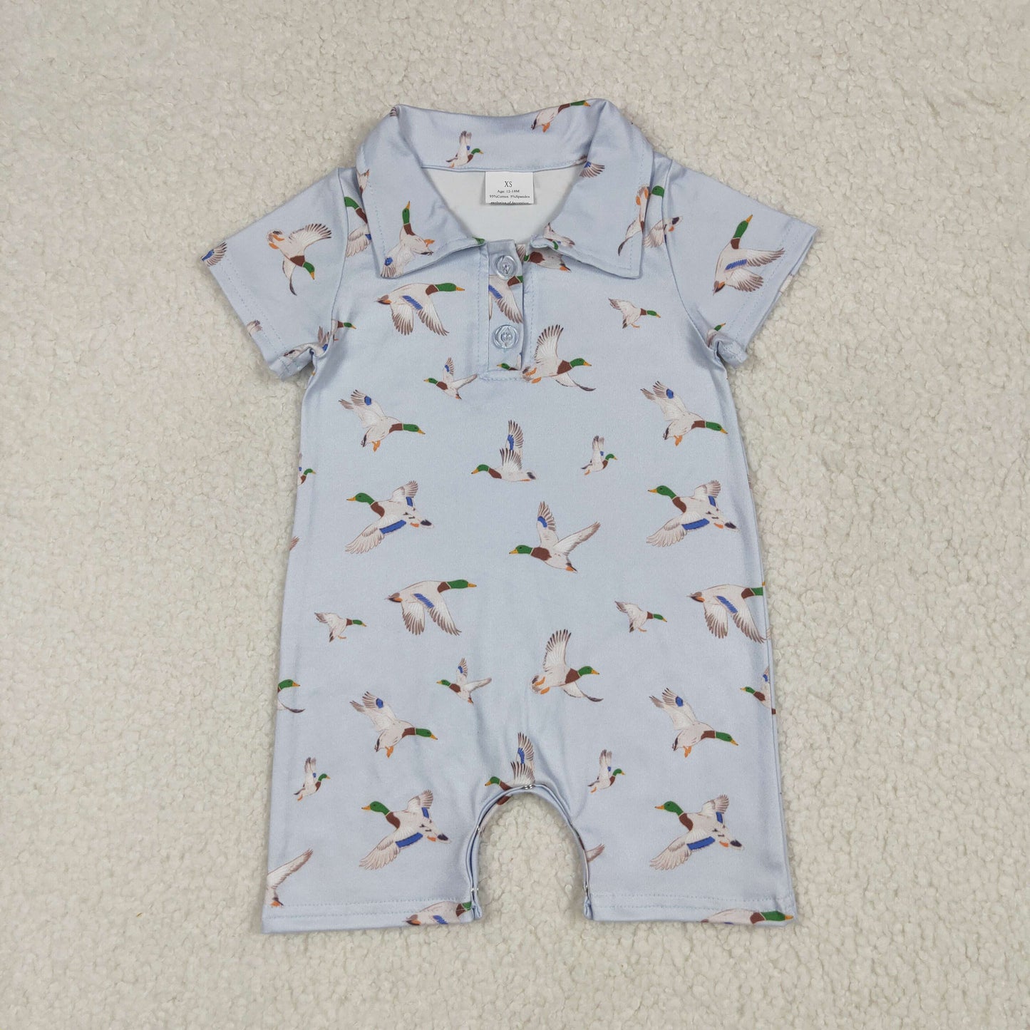 USA Shop Baby Boys Infant Short Sleeves Ducks Hunting Buttons Romper