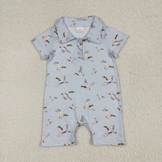 USA Shop Baby Boys Infant Short Sleeves Ducks Hunting Buttons Romper