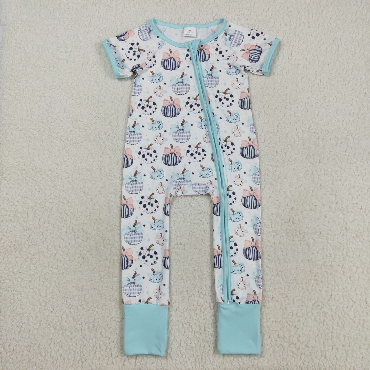Sibling Baby Boys Girls Kids Fall Pumpkins Two-way Zipper Footie Sleeper Rompers