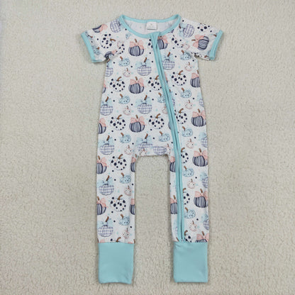 Sibling Baby Boys Girls Kids Fall Pumpkins Two-way Zipper Footie Sleeper Rompers