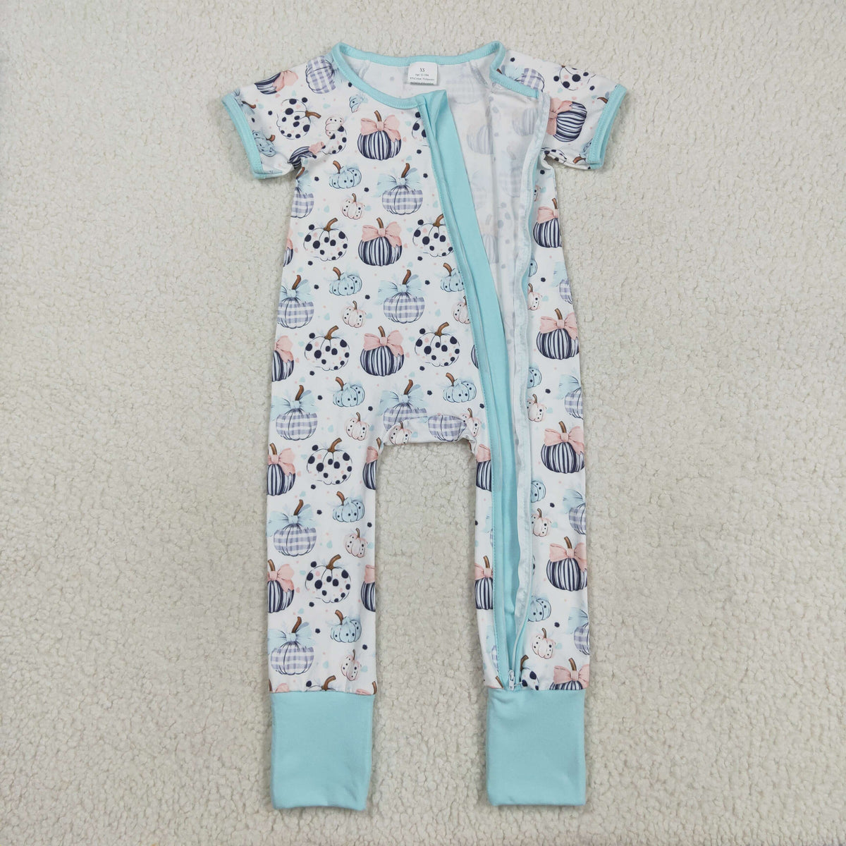 Sibling Baby Boys Girls Kids Fall Pumpkins Two-way Zipper Footie Sleeper Rompers