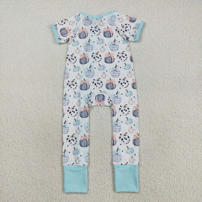 Sibling Baby Boys Girls Kids Fall Pumpkins Two-way Zipper Footie Sleeper Rompers