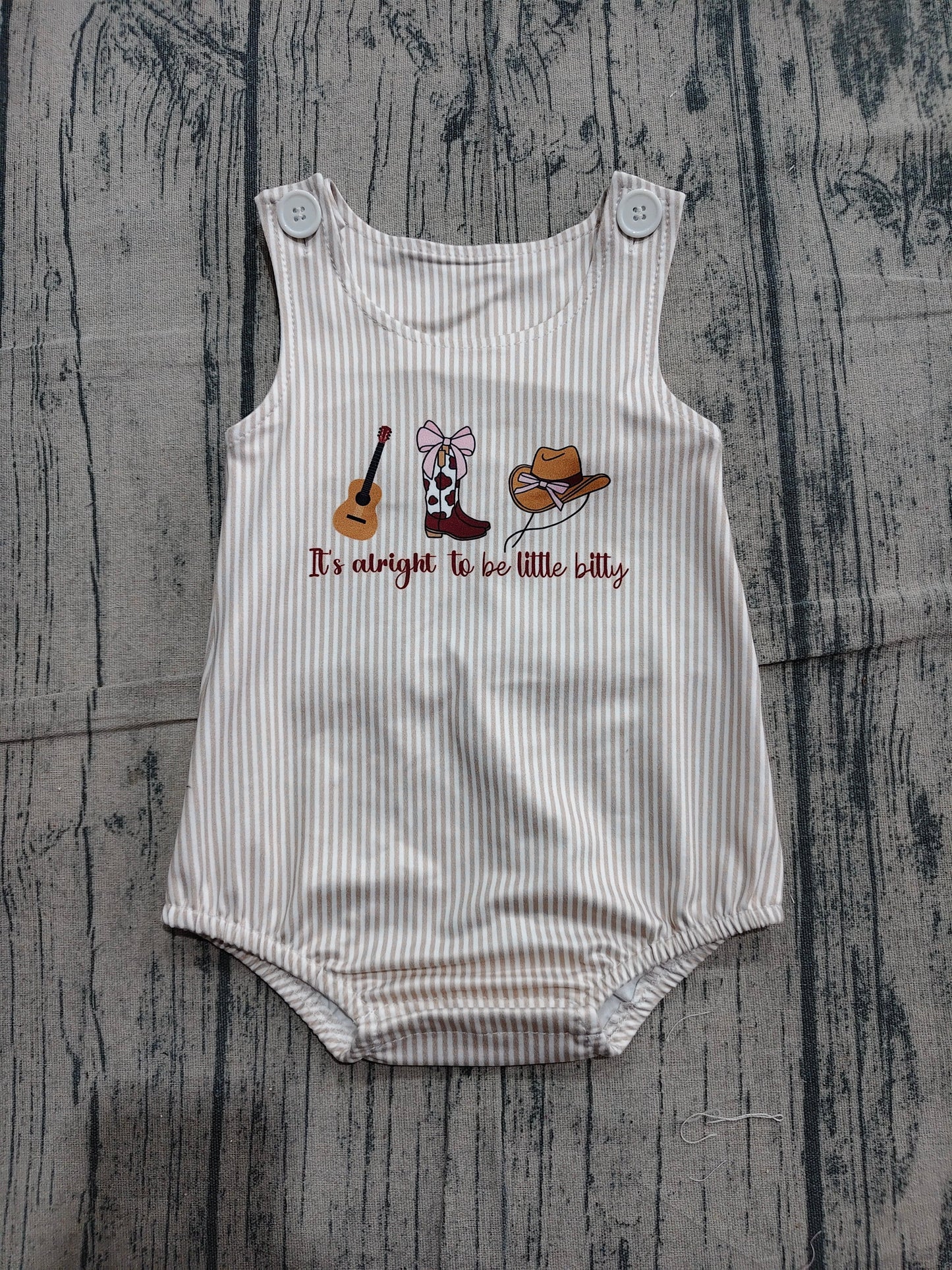 Preorder Baby Boys Sleeveless Boots Bows Guitar Western Bubble Romper