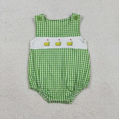 RTS Sibling Baby Boys Girls Kids Golf Green Romper Sets Summer Clothes