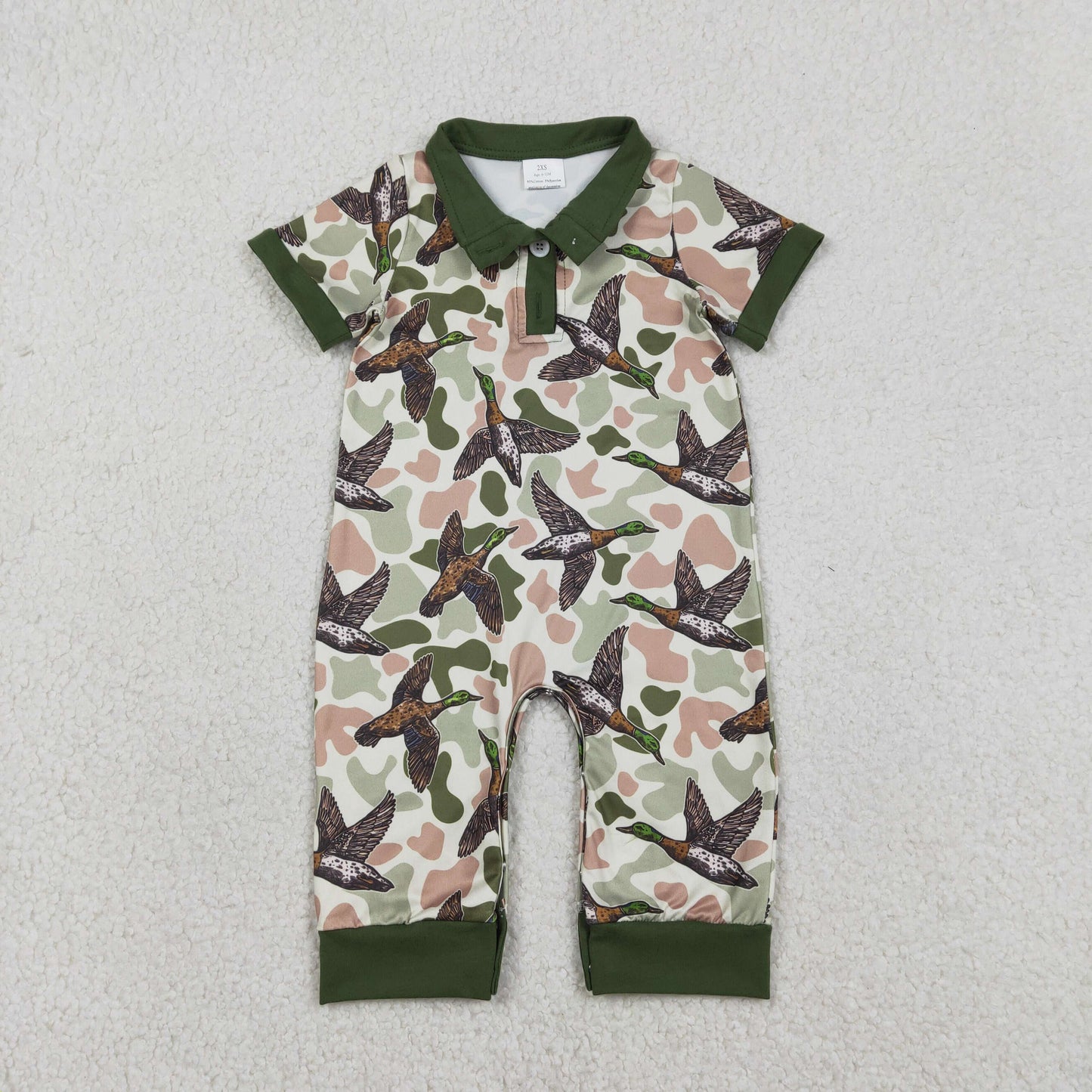RTS Sibling Baby Boys Short Sleeves Deer Dogs Ducks Camo Hunting Buttons Rompers Clothes