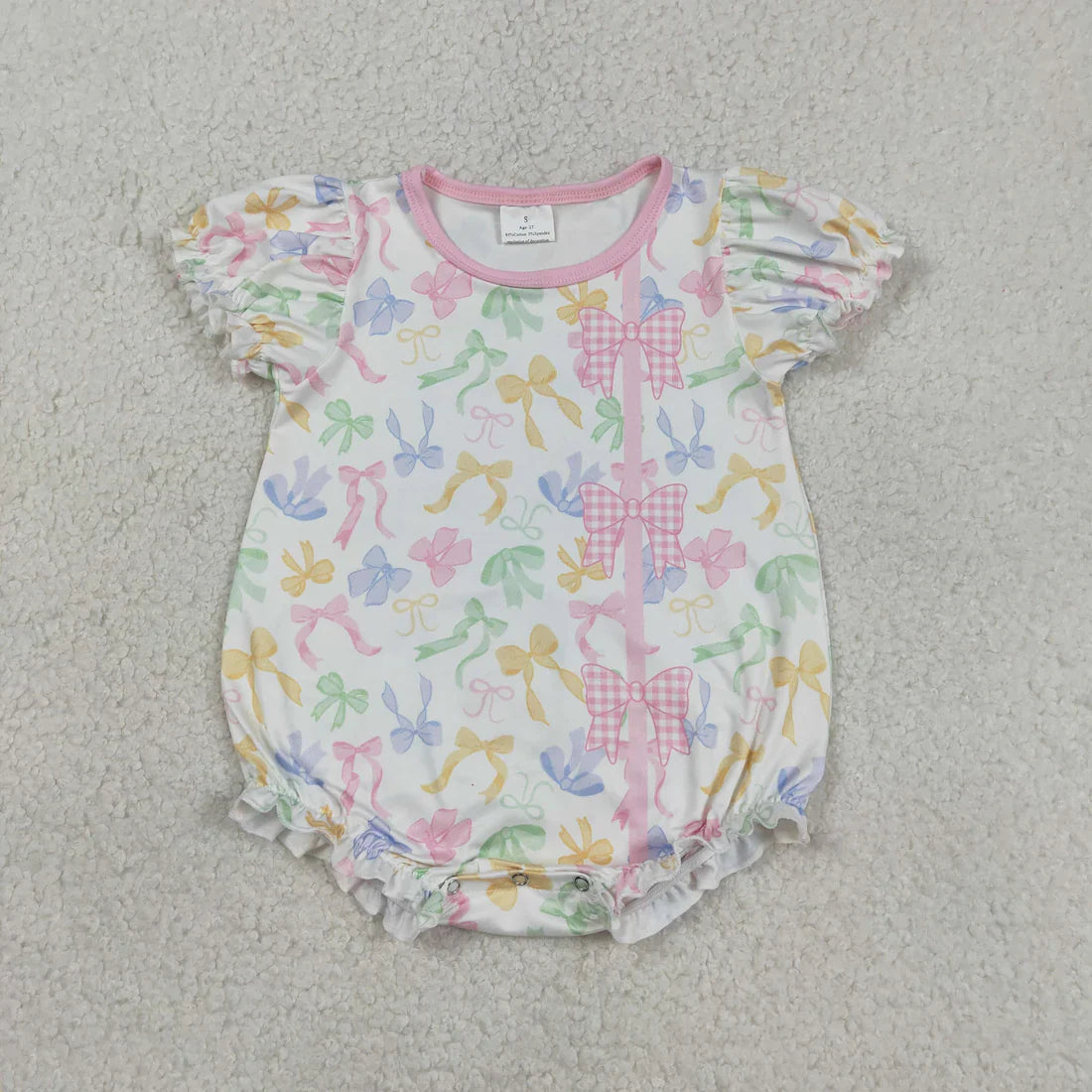 RTS Sibling Baby Girls Kids Short Sleeves Colorful Bows Romper Dress Summer Clothes