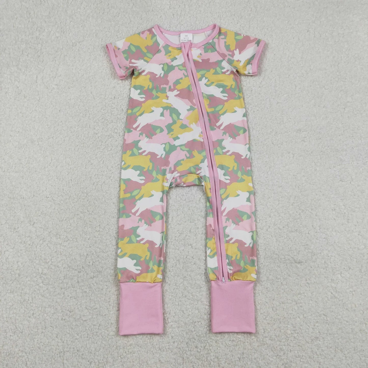 RTS Sibling Baby Girls Adult Women Short Sleeves Rabbits Camo Easter Romper Dress Pajamas Sets