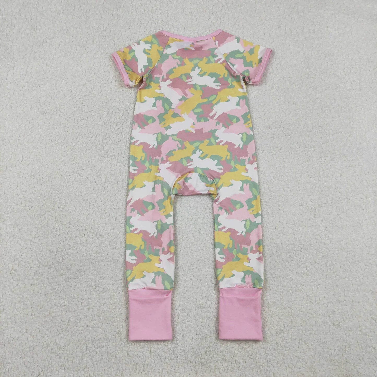 RTS Sibling Baby Girls Adult Women Short Sleeves Rabbits Camo Easter Romper Dress Pajamas Sets