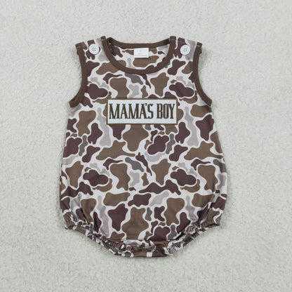RTS Sibling Baby Boys Girls Embroidery Mama's Boy Girl Camo Rompers Dress Set Clothes