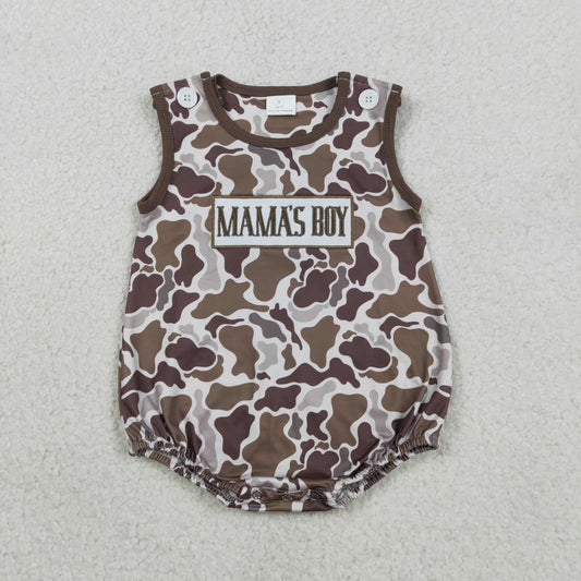 RTS Sibling Baby Boys Girls Embroidery Mama's Boy Girl Camo Rompers Dress Set Clothes