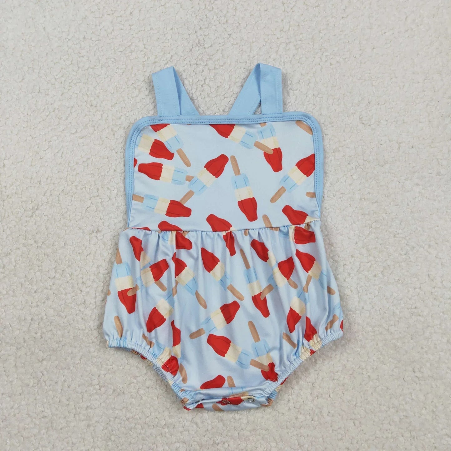 RTS Baby Boys Kids Popsicles 4th of July Blue Bubble Romper Set Clothes