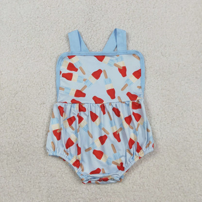 RTS Baby Boys Kids Popsicles 4th of July Blue Bubble Romper Set Clothes