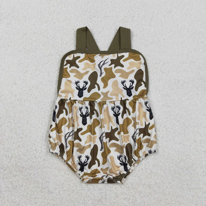 RTS Sibling Baby Boys Infant Sleeveless Dogs Ducks Deer Camo Summer Bubble Rompers Clothes